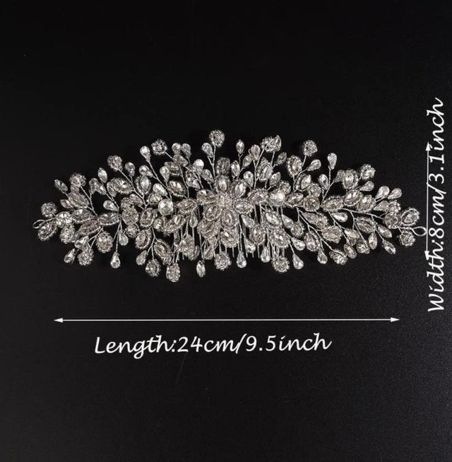 NEW JWICOS Bride Wedding Hair Comb Silver Crystal Headpieces - photo 2
