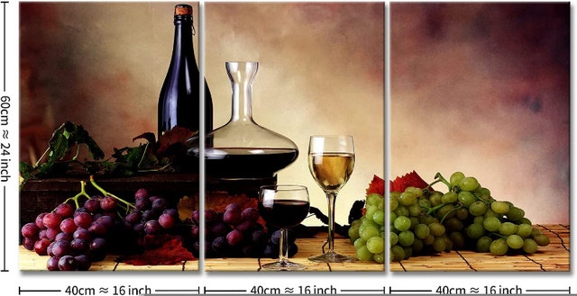 Red Grape Wine Goblet and Green Grapes Panel Paintings - photo 2