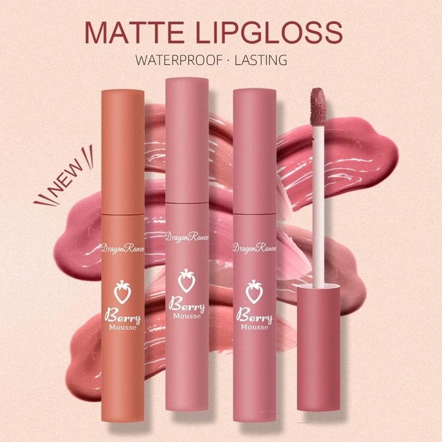 NEW 3 Strawberry Matte Lipstick Set - photo 2