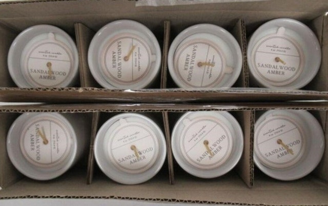 8 NEW Sandalwood & Amber Scented Candles (White Ceramic) - photo 2