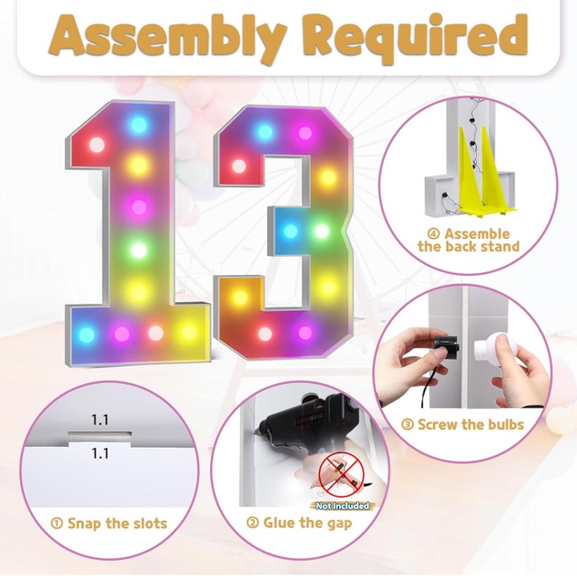 NEW # 1 & 3 Marquee Numbers - 18 Colors - 4FT Tall - photo 2