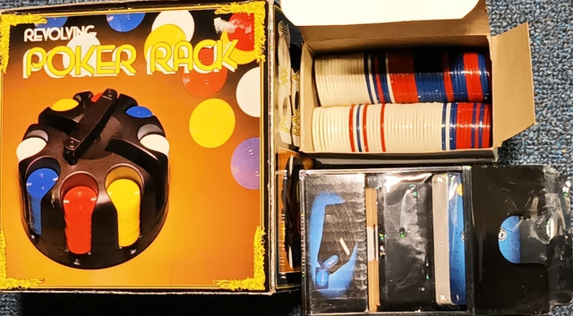 Poker Rack, Extra Chips, Card Dealer with Deck