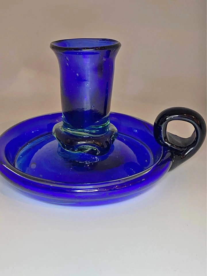 Mid-Century Minimalist Cobalt Chamberstick