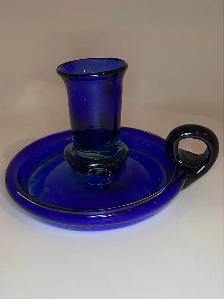 Mid-Century Minimalist Cobalt Chamberstick - photo 2