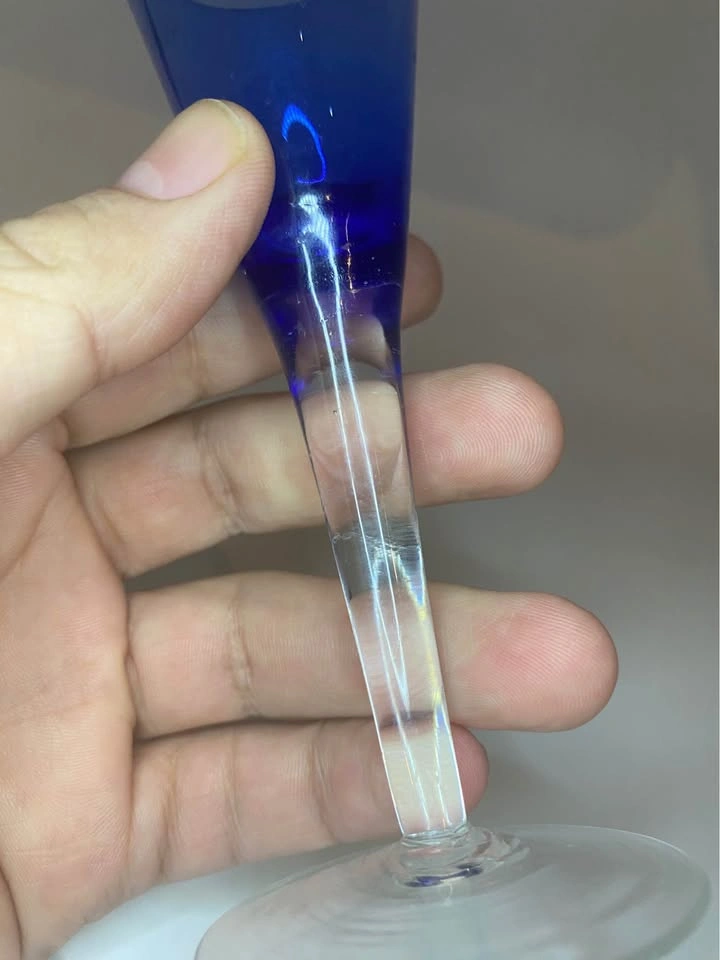 Cobalt "Dripping Wax" Art Glass Candlestick Holders - Set of 2 - photo 4