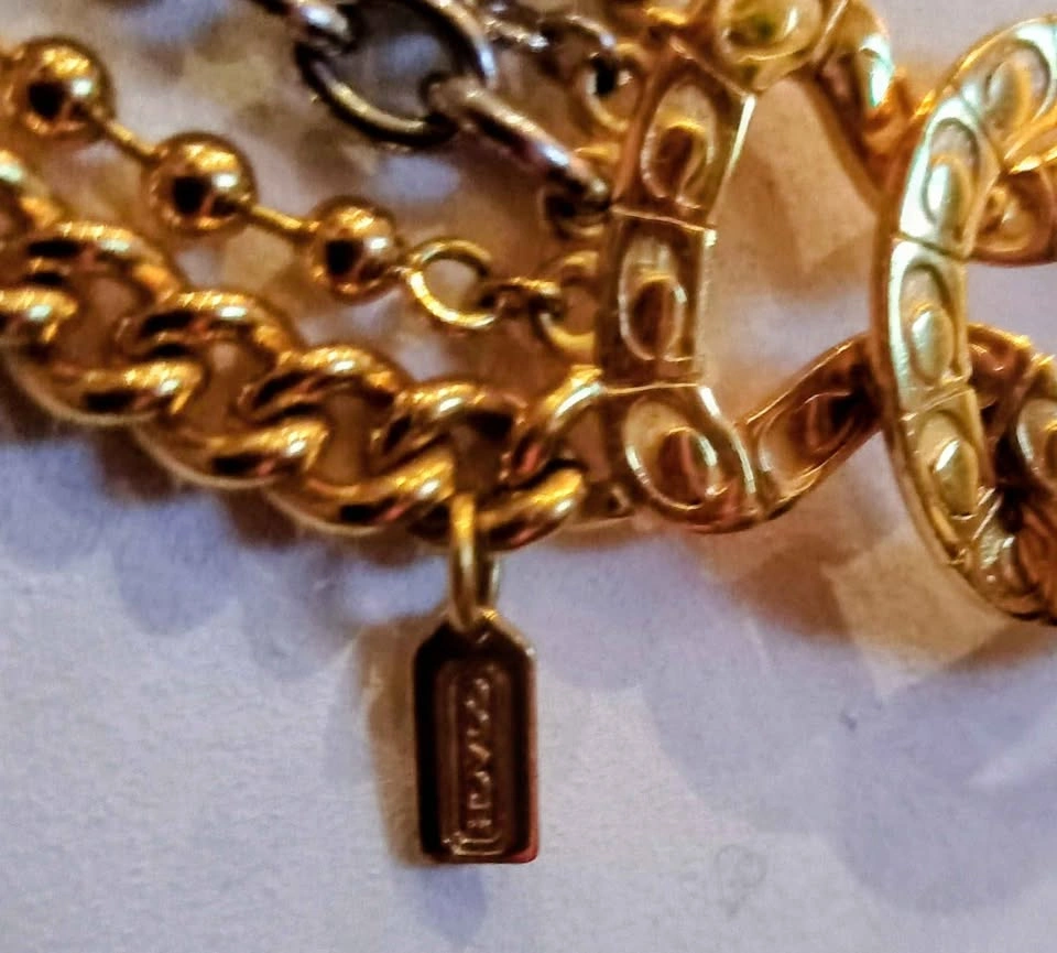Coach Silver and Gold Tone 5 Tier Choker Necklace - photo 4