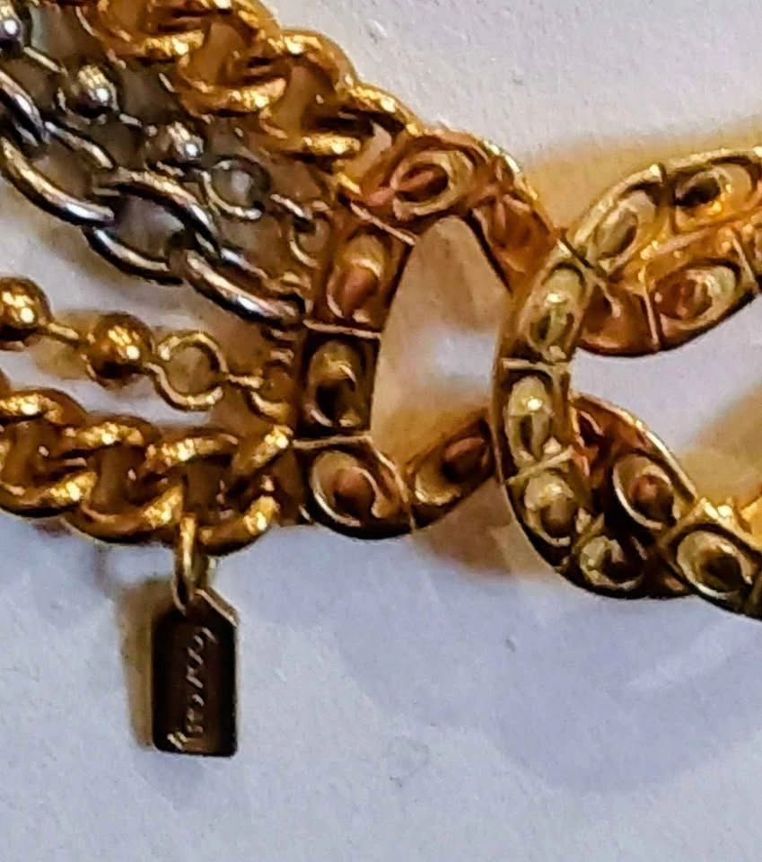 Coach Silver and Gold Tone 5 Tier Choker Necklace - photo 5