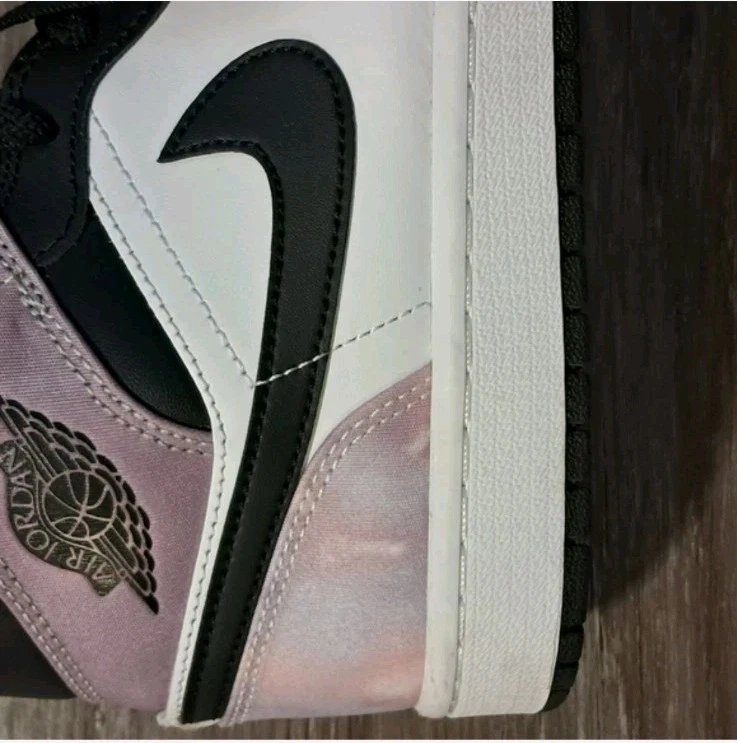 Nike Air Jordan 1 Mid Black and Pink Tye Die Sneakers Women's Si - photo 4