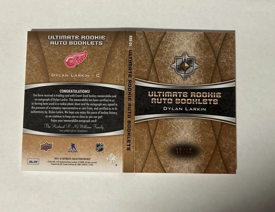 2015-16 Ultimate Collection Dylan Larkin Rookie Booklet /49 - photo 2
