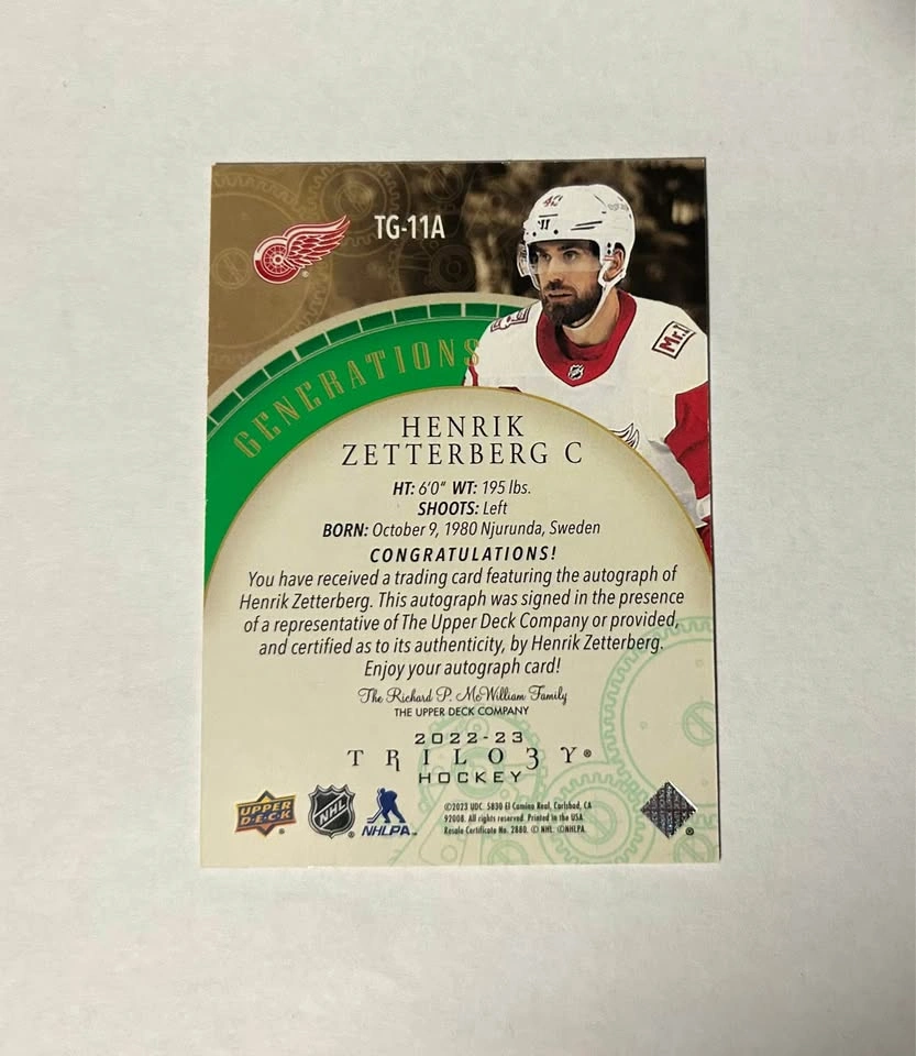 2022-23 Trilogy Henrik Zetterberg Generations Auto /25 - photo 2