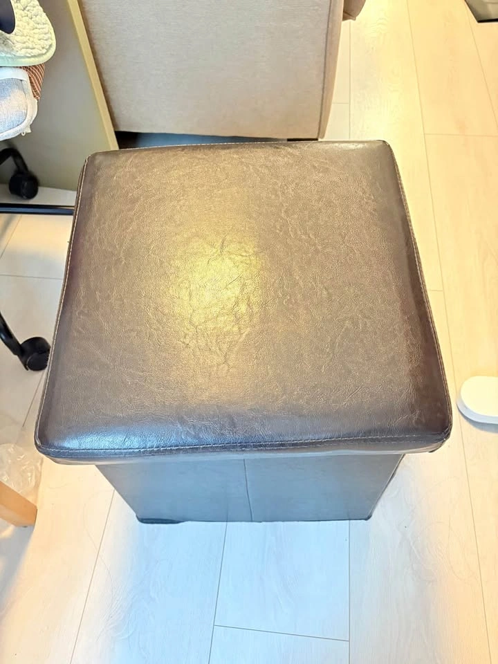 Storage Ottoman / Footrest (Dark Brown Faux Leather)