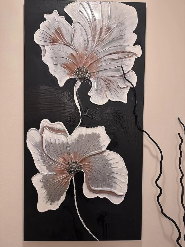 Large 3D Floral Wall Art – Modern Textured Canvas - photo 2