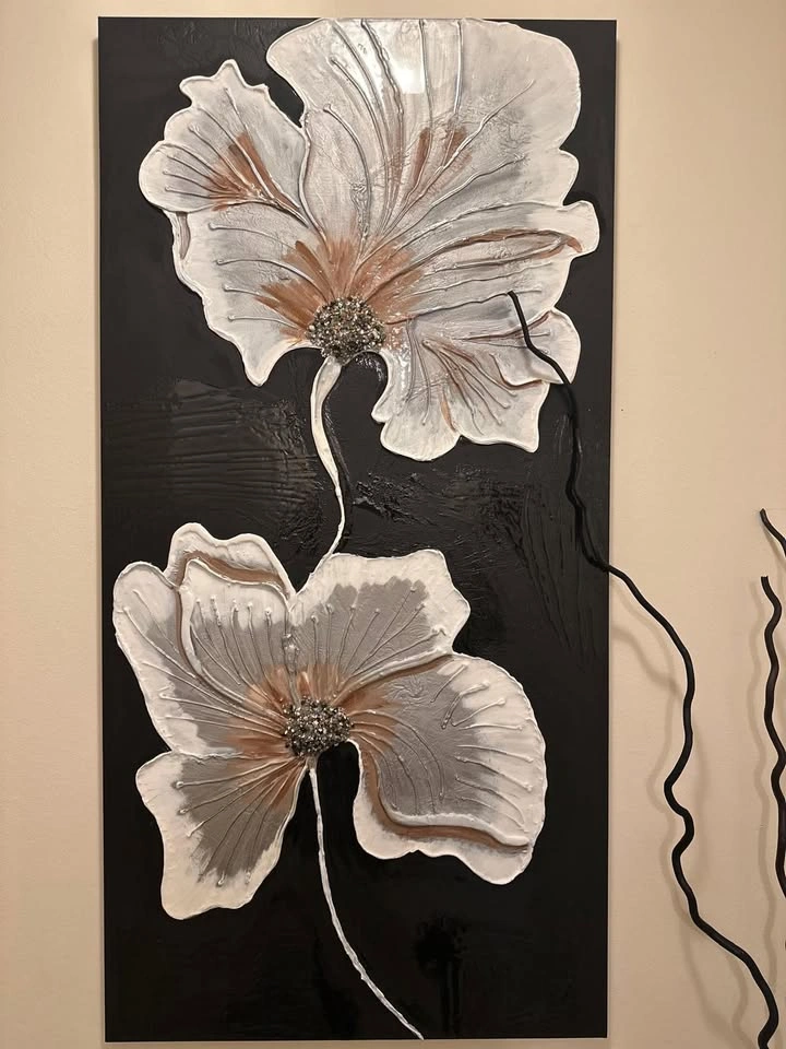 Large 3D Floral Wall Art – Modern Textured Canvas - photo 3