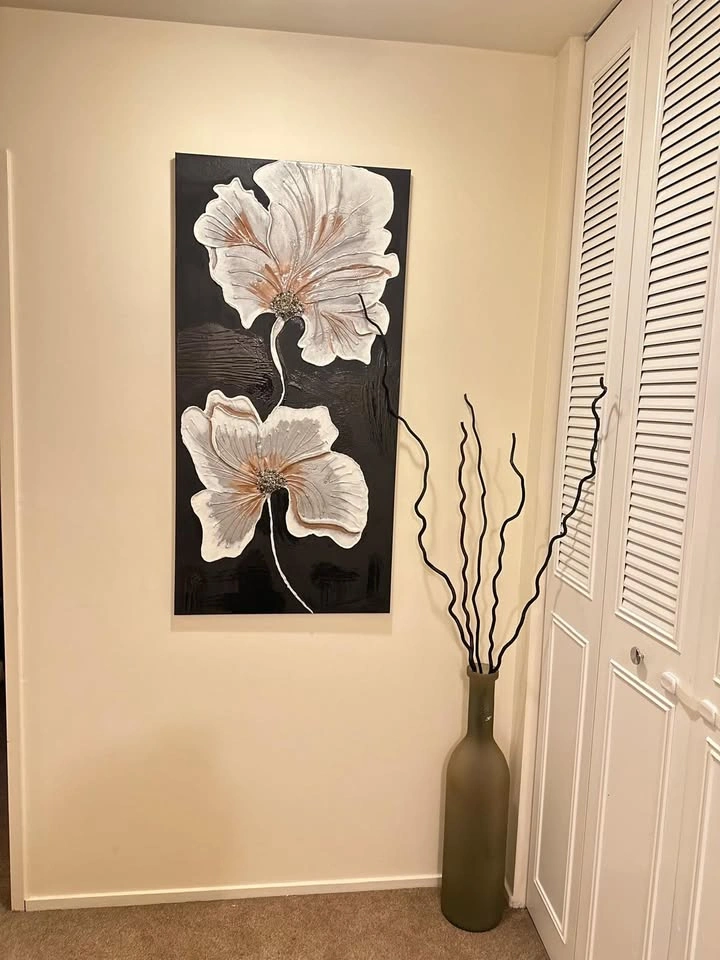 Large 3D Floral Wall Art – Modern Textured Canvas - photo 4