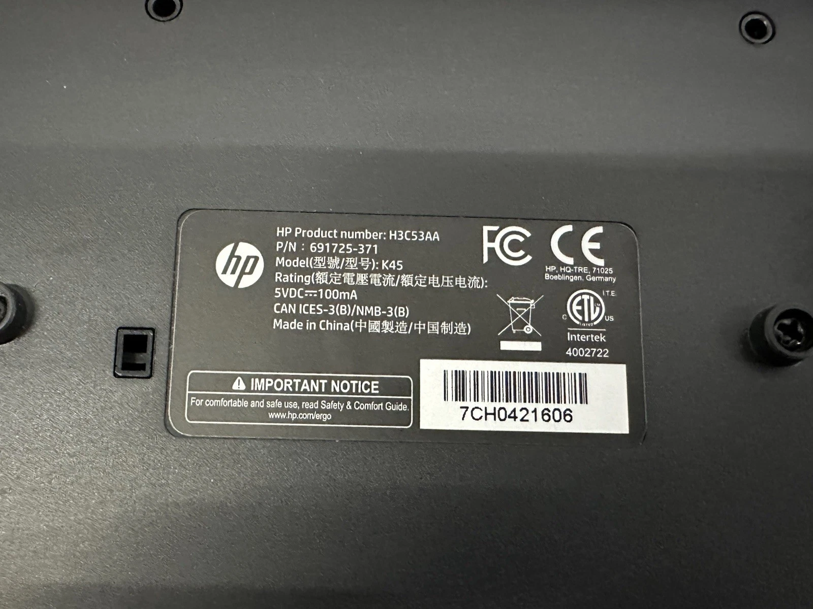 HP K45 USB Wired Keyboard Mouse Combo Full Size Black - photo 5