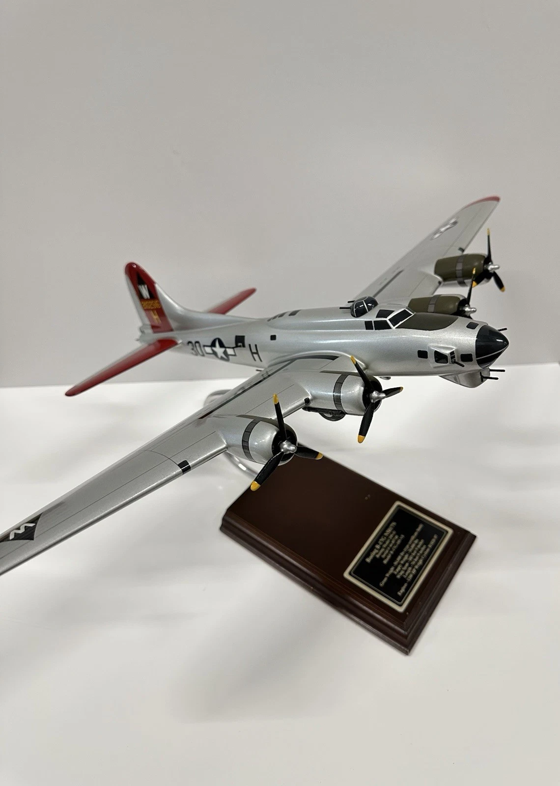Boeing B-17G Flying Fortress Model Aircraft Wood Base WWII Bombe