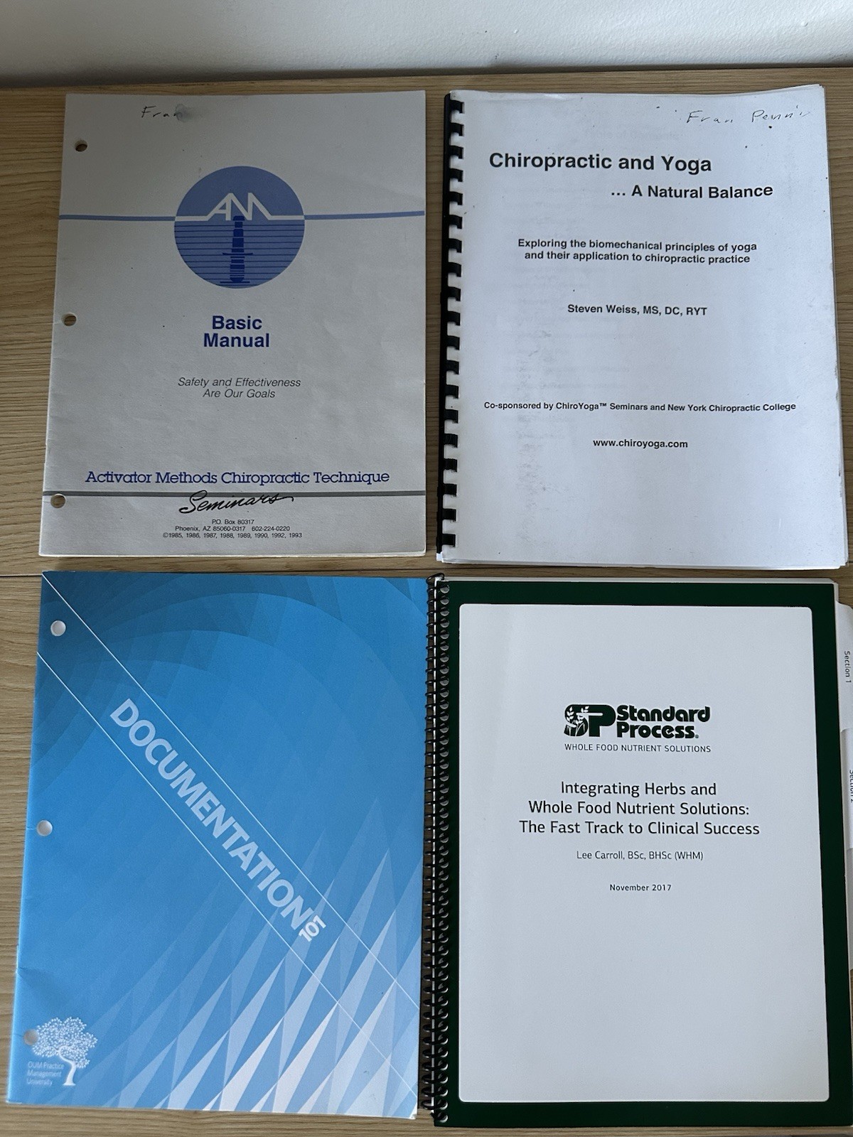 Chiropractic Training Manual Lot – Activator & Standard Process
