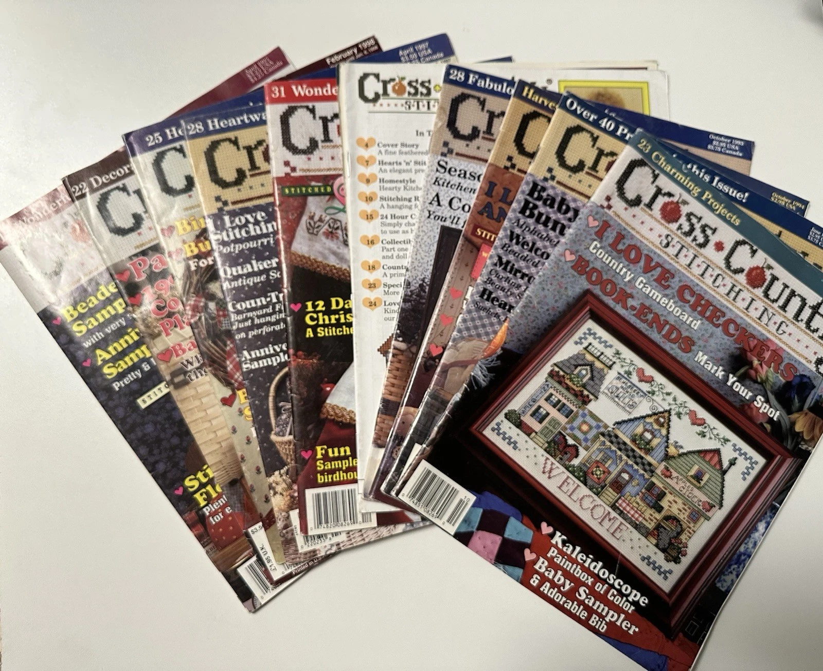 Lot of 10 Cross Stitch & Country Crafts Magazines Vintage Patter