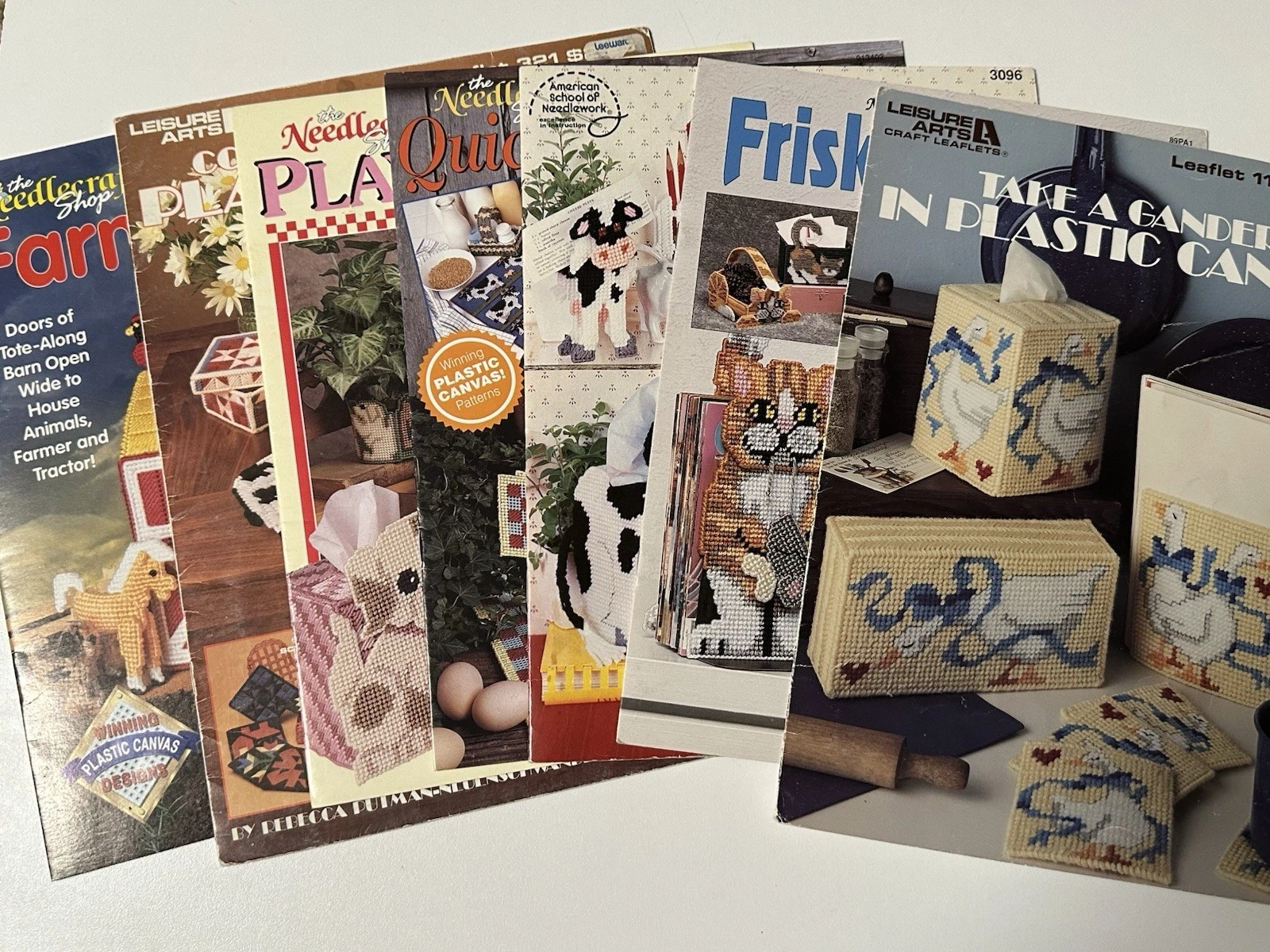 Vintage Plastic Canvas Craft Pattern Leaflets Leisure Arts Lot