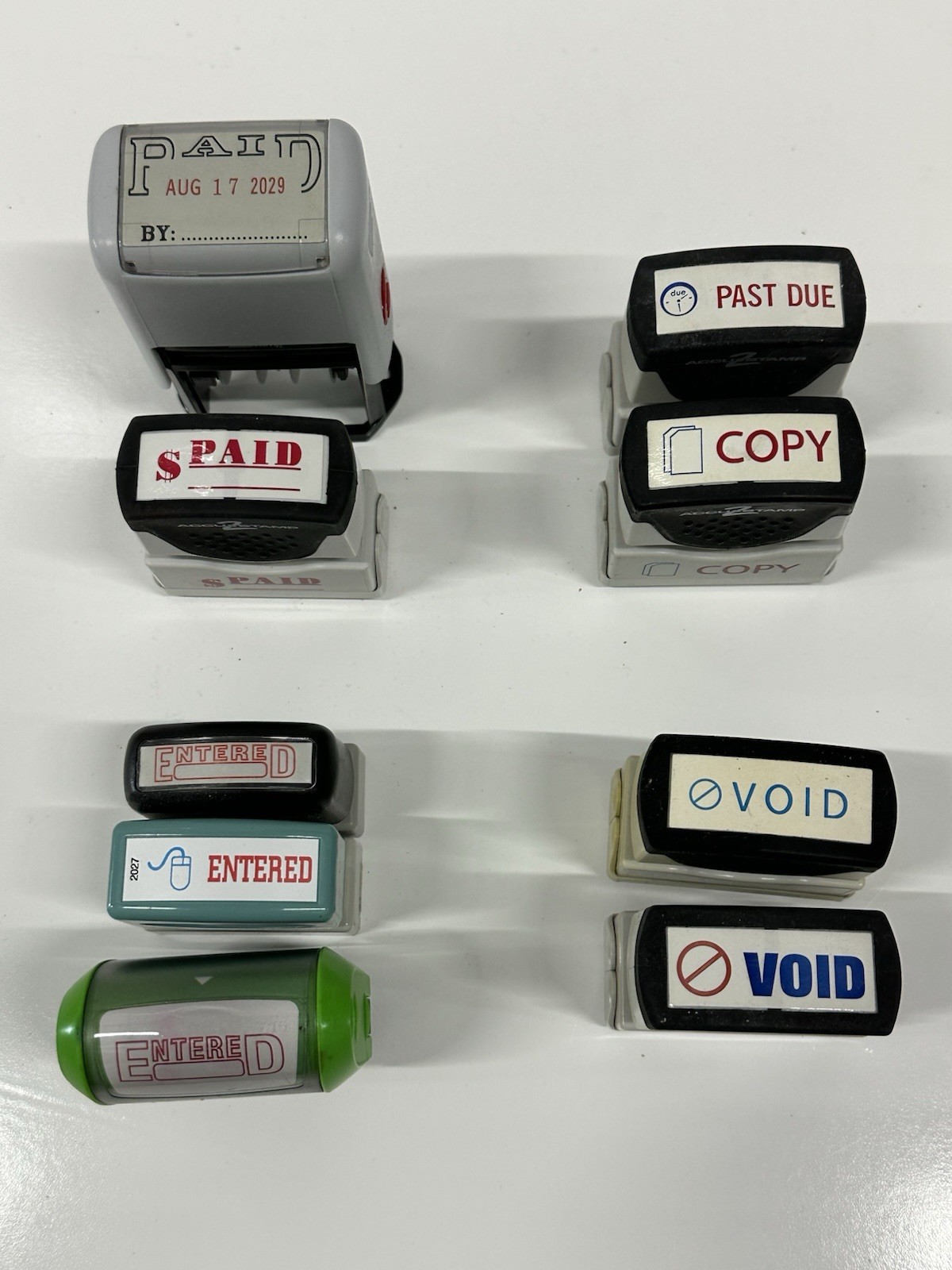 Lot of Office Stamps Paid Copy Past Due Void Date Stamp Assorted