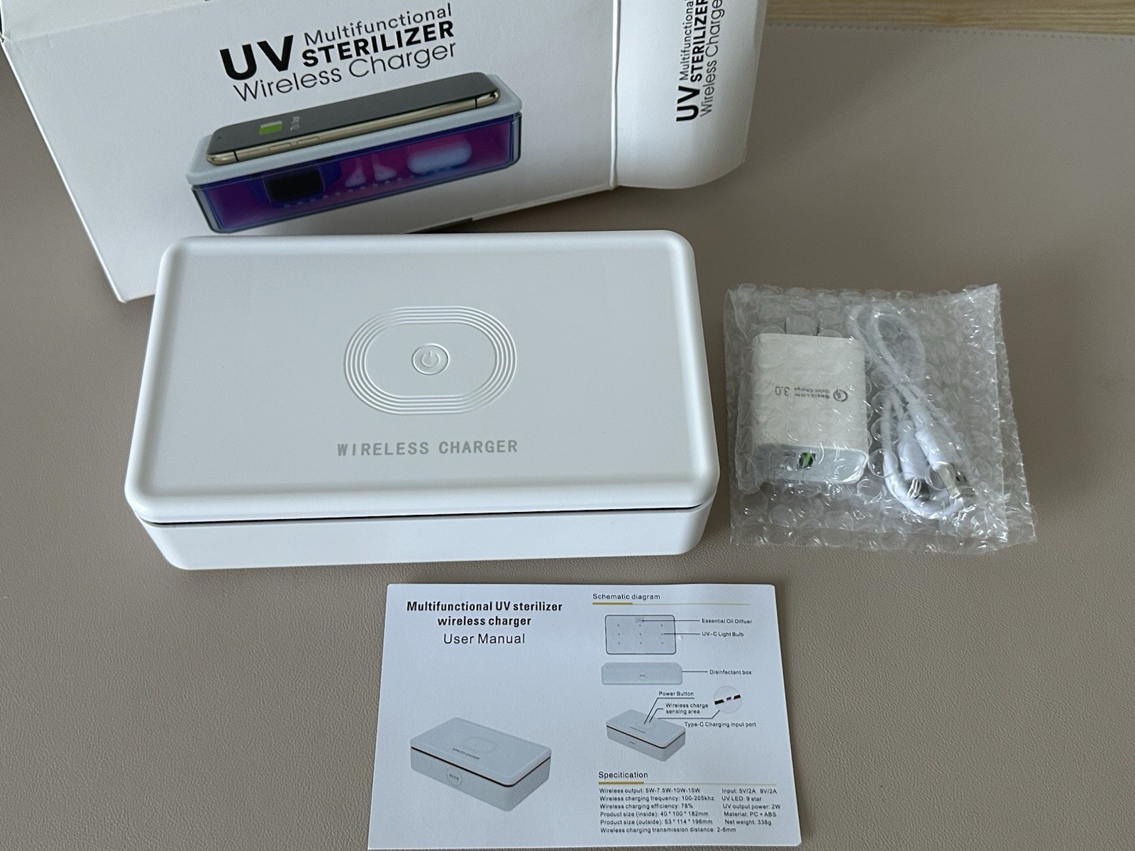 UV Sterilizer Wireless Charger Phone Sanitizer Box Qi Fast Charg - photo 3