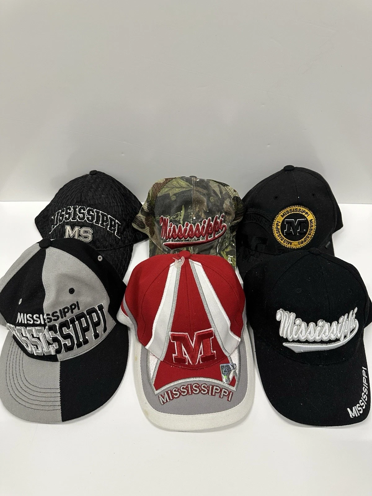 Mississippi Hats Lot of 6 Adjustable Caps