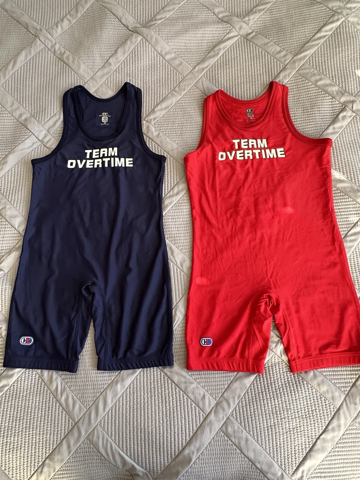 2 Cliff Keen Team Overtime Wrestling Singlets Mens Small Red Blu