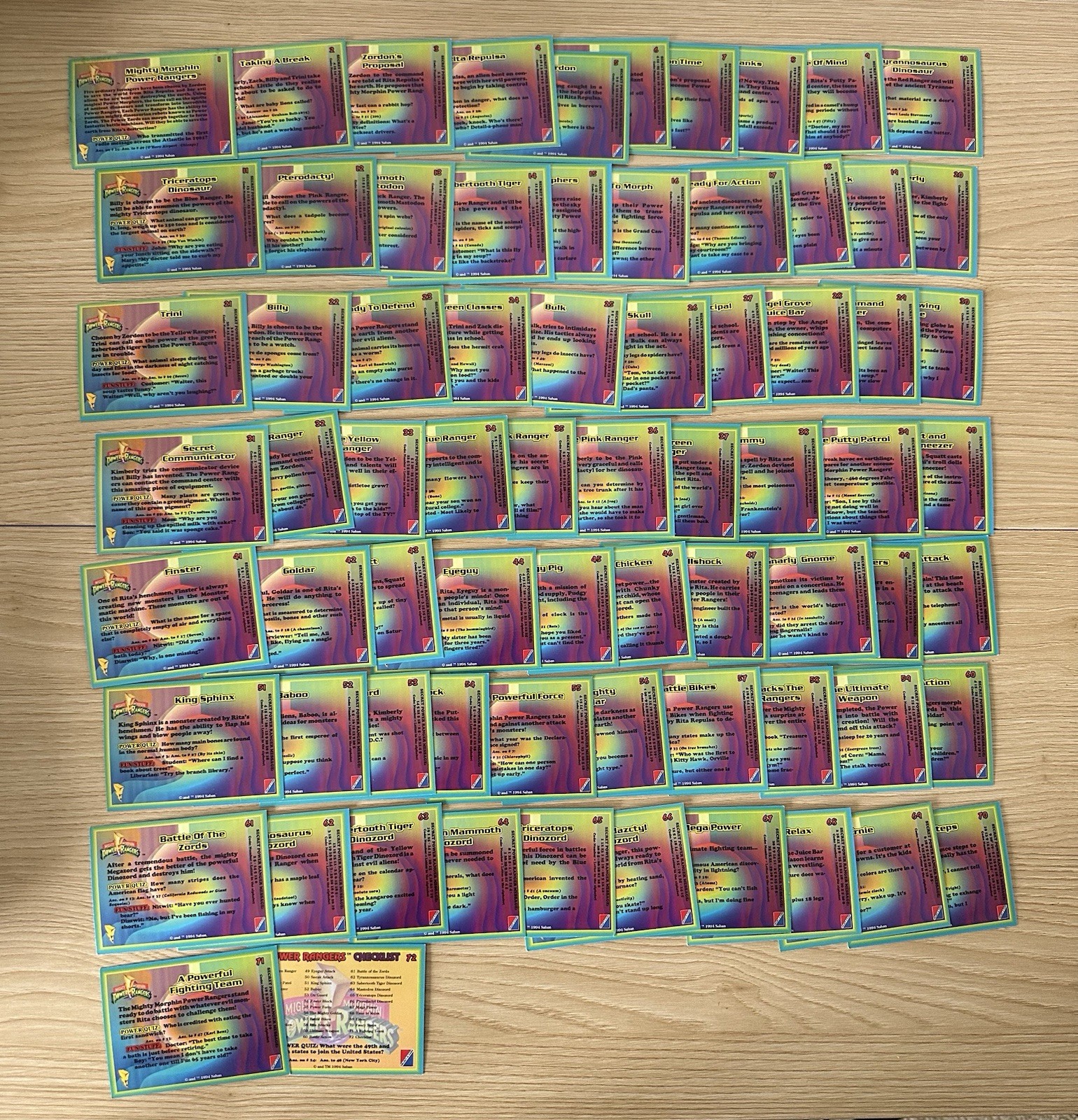 Power Rangers 1994 Complete Card Set 72 NM/Mint + Duplicates