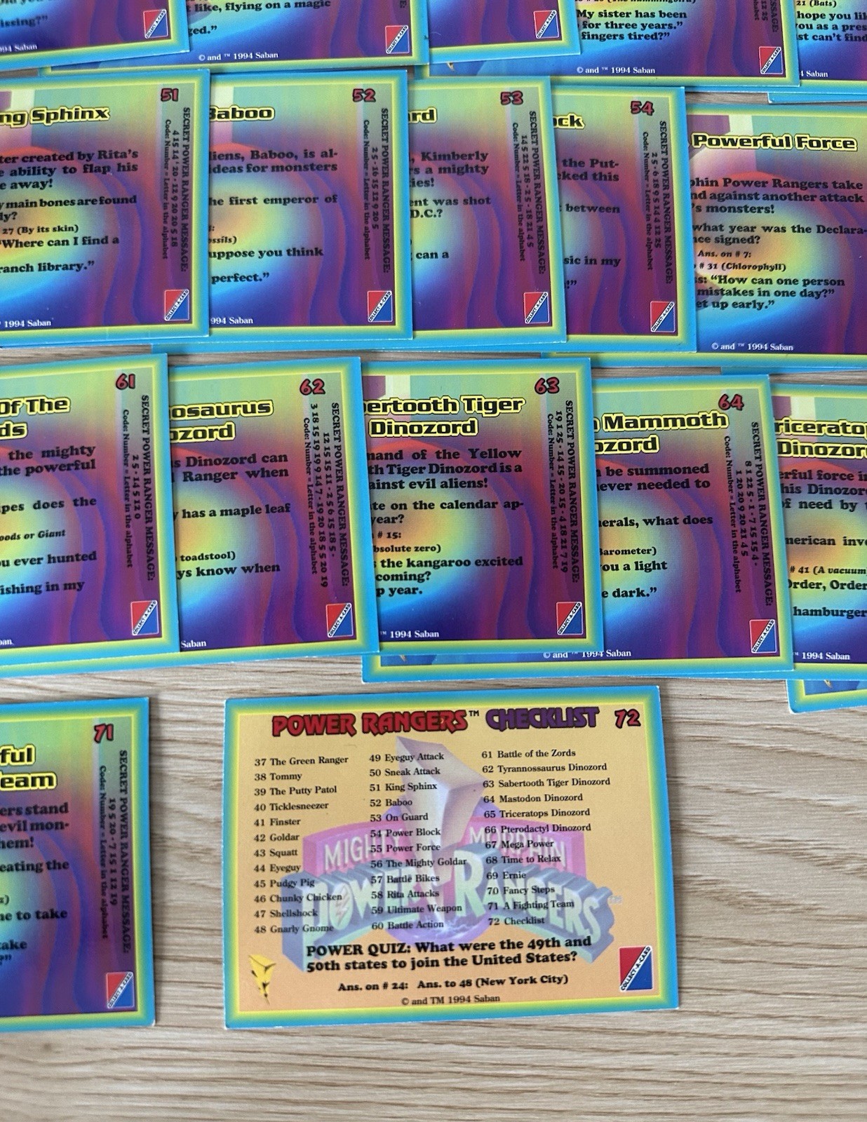 Power Rangers 1994 Complete Card Set 72 NM/Mint + Duplicates - photo 2