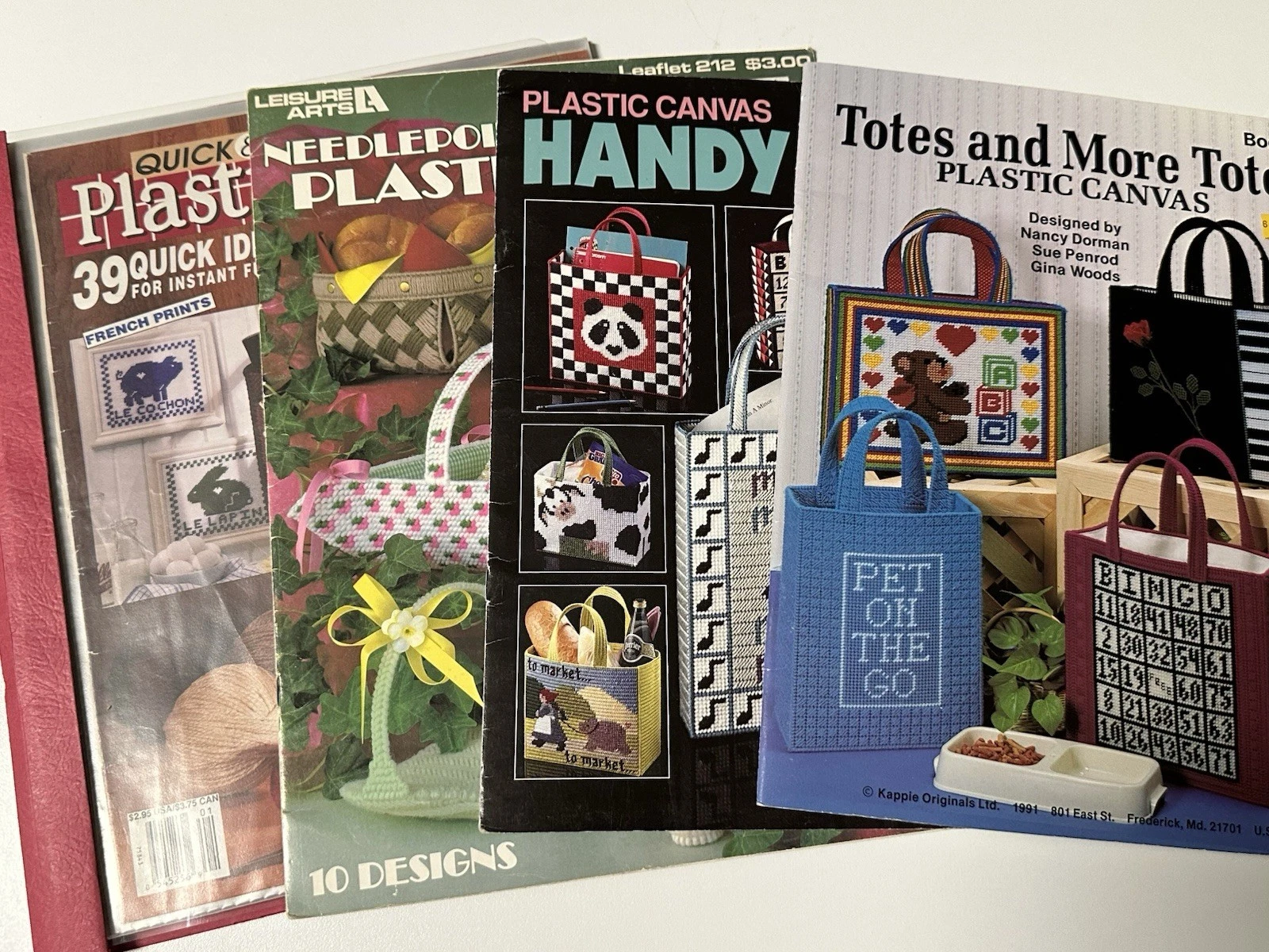 Plastic Canvas Tote Bag Pattern Books Set of 4