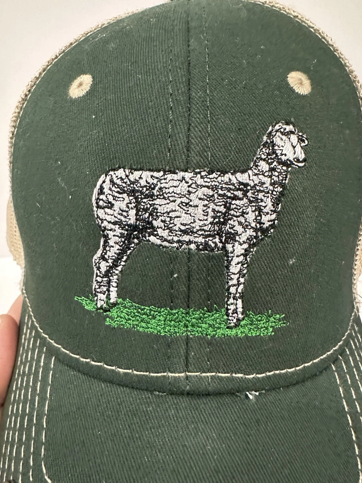 Explosion Caps Trucker Hat Sheep Ram Embroidered Green Snapback - photo 3