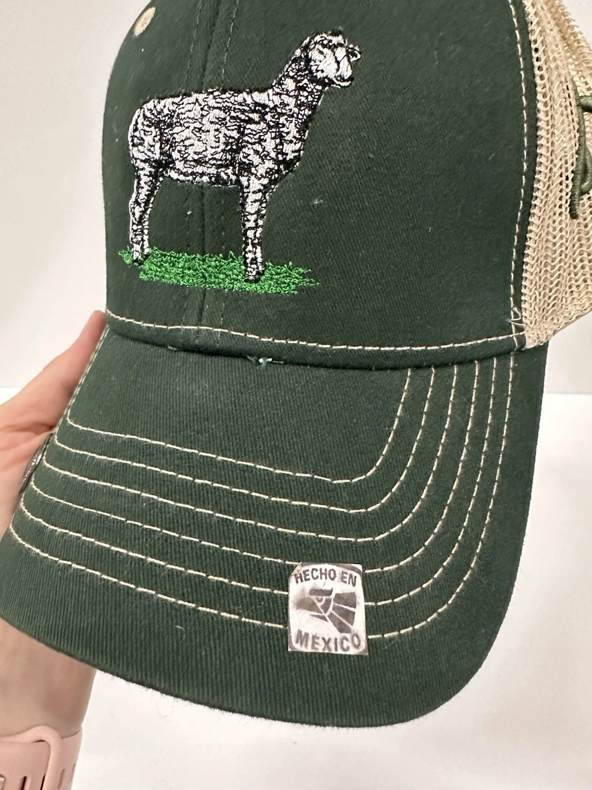 Explosion Caps Trucker Hat Sheep Ram Embroidered Green Snapback - photo 4