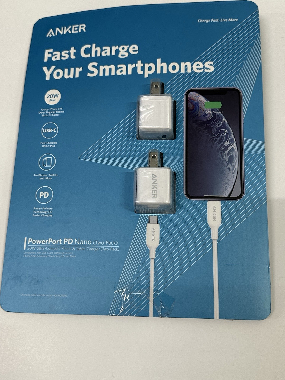 Anker PowerPort PD Nano 20W USB-C Fast Charger (2-Pack, Open Box - photo 2