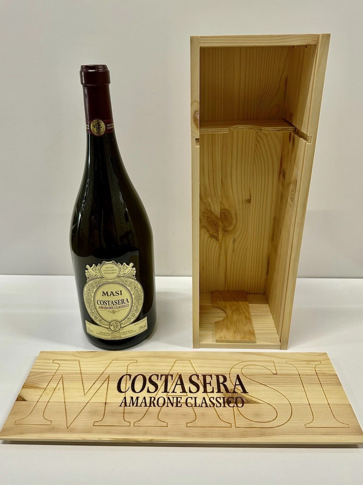 Masi Costasera Wooden Wine Box w/ Empty Bottle Display Collectib