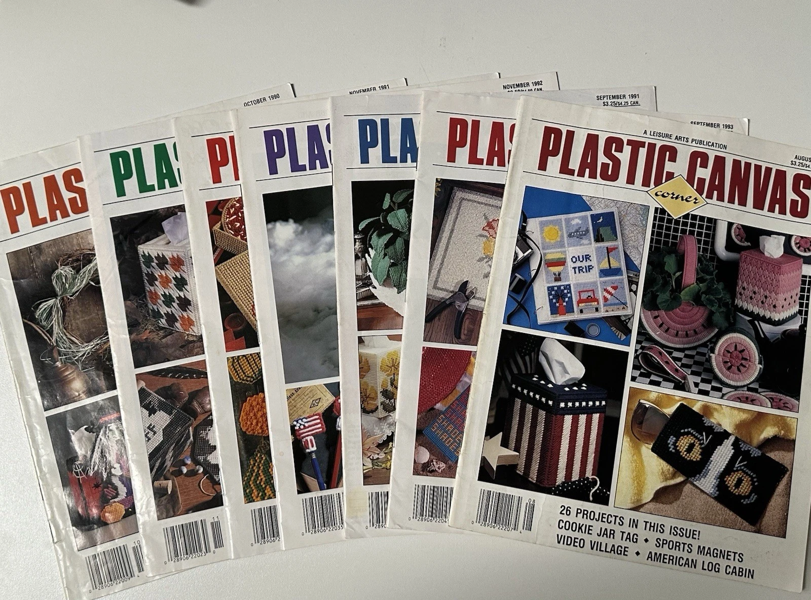Plastic Canvas Corner Magazine Lot of 7 Craft Books 1990s