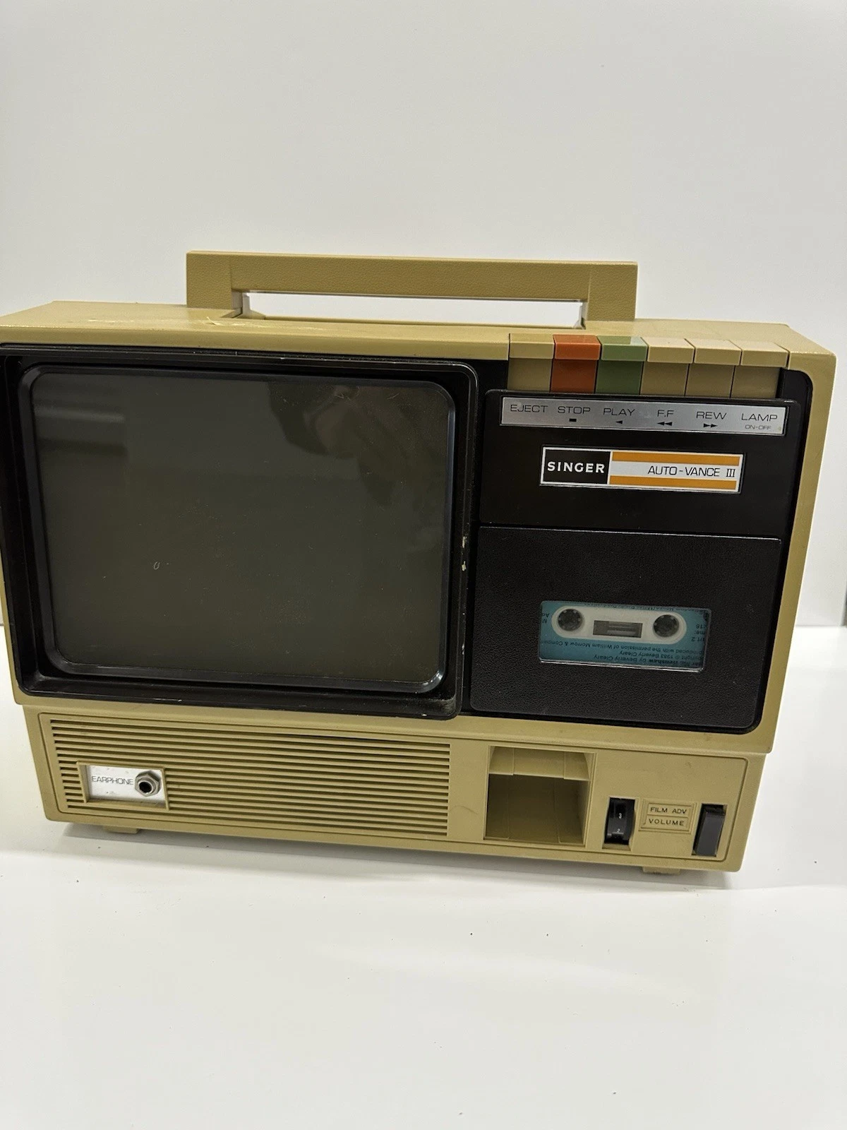 Singer Auto-Vance III Filmstrip Projector w/ Cassette Player Tes