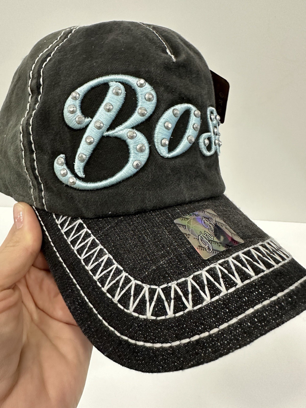 Pit Bull Boss Hat Cap Studded Adjustable Black Denim - photo 2