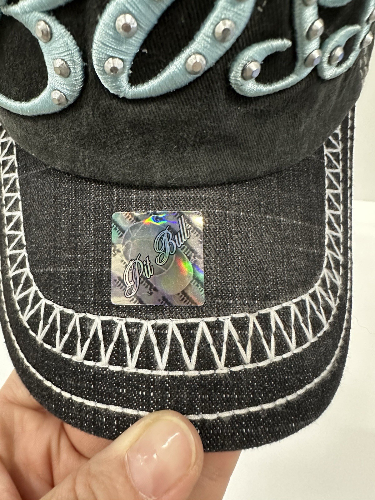 Pit Bull Boss Hat Cap Studded Adjustable Black Denim - photo 4