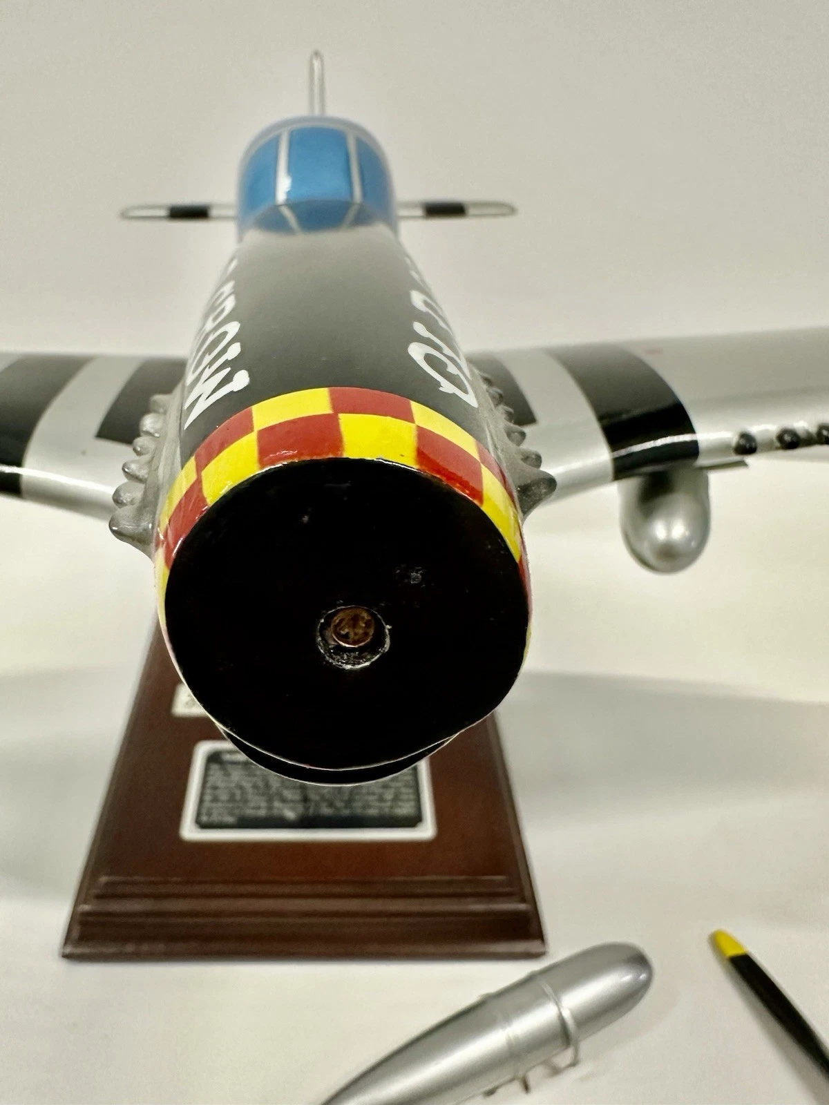 P-51 Mustang "Old Crow" Wooden Model Airplane w/ Stand - photo 5