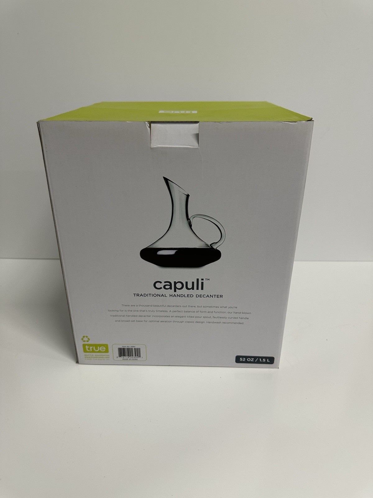True Capuli Wine Decanter 52oz / 1.5L Handled Glass Carafe – New - photo 2