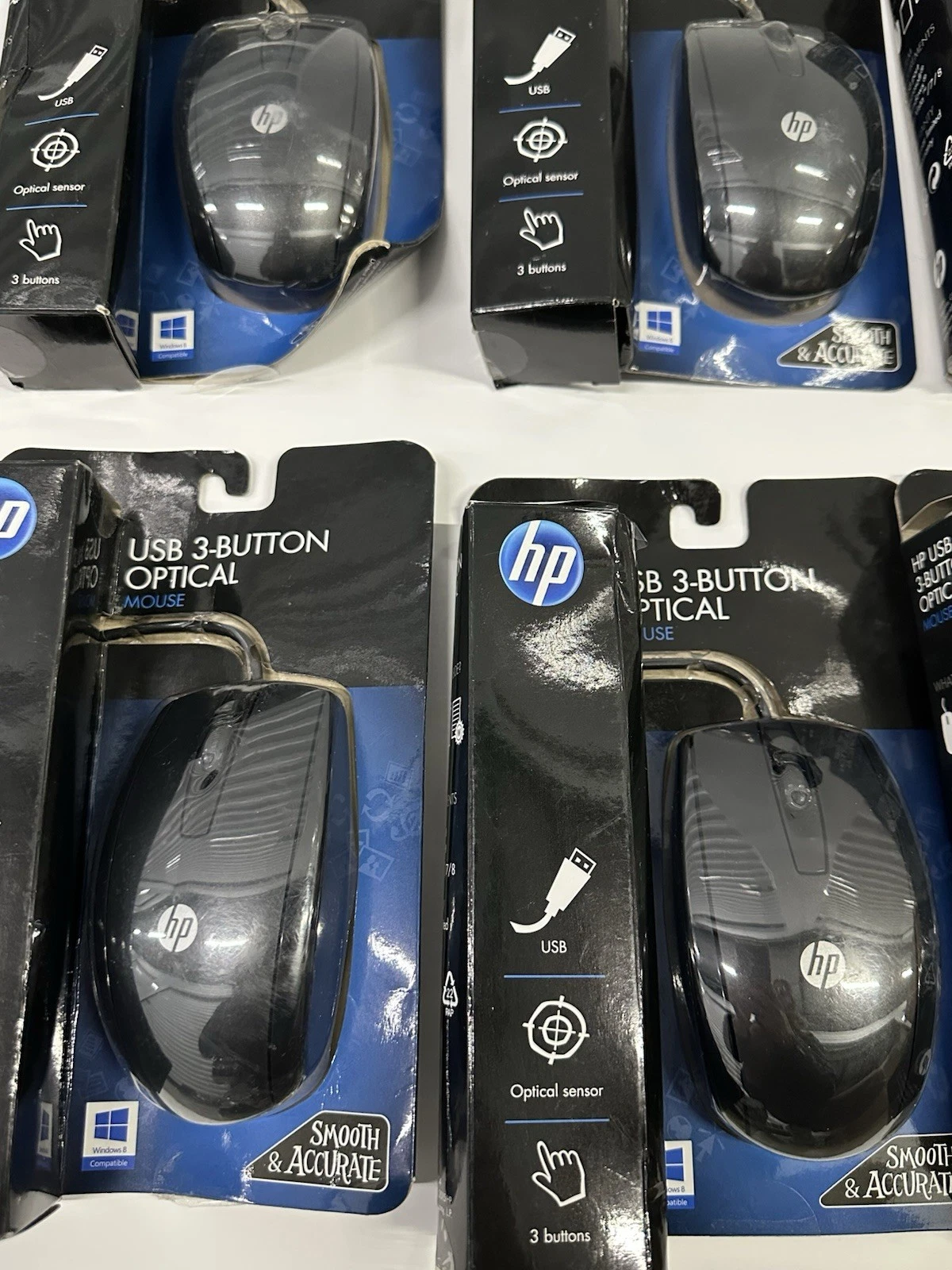 HP Wired USB Optical Mouse Black 10 Pack New Open Box - photo 2