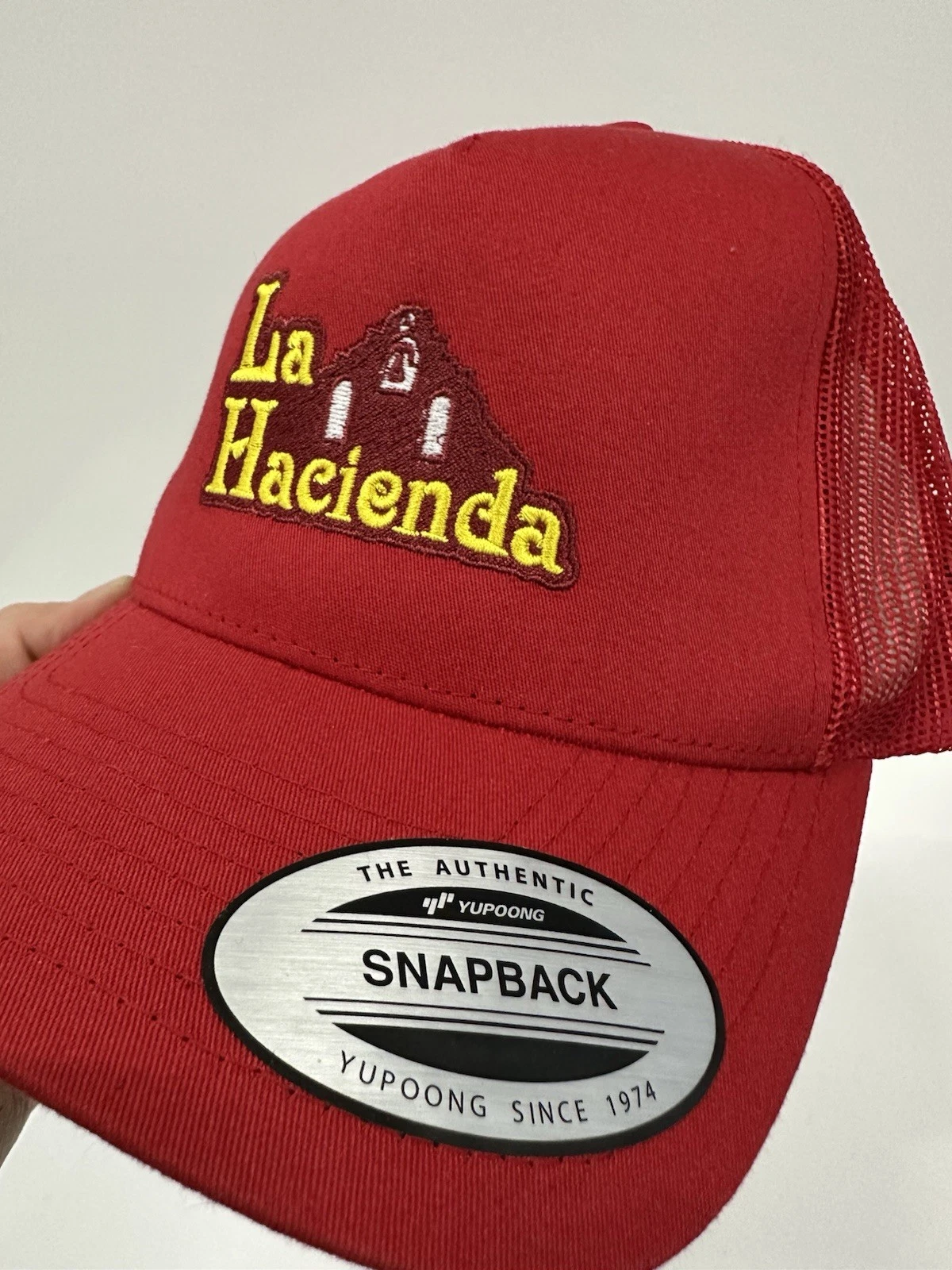 La Hacienda Trucker Hat Cap Red Snapback Yupoong Classic New - photo 3
