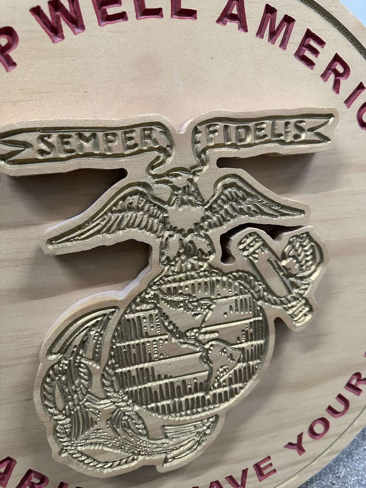 USMC Marine Corps Wooden Wall Plaque Semper Fidelis 17” - photo 3