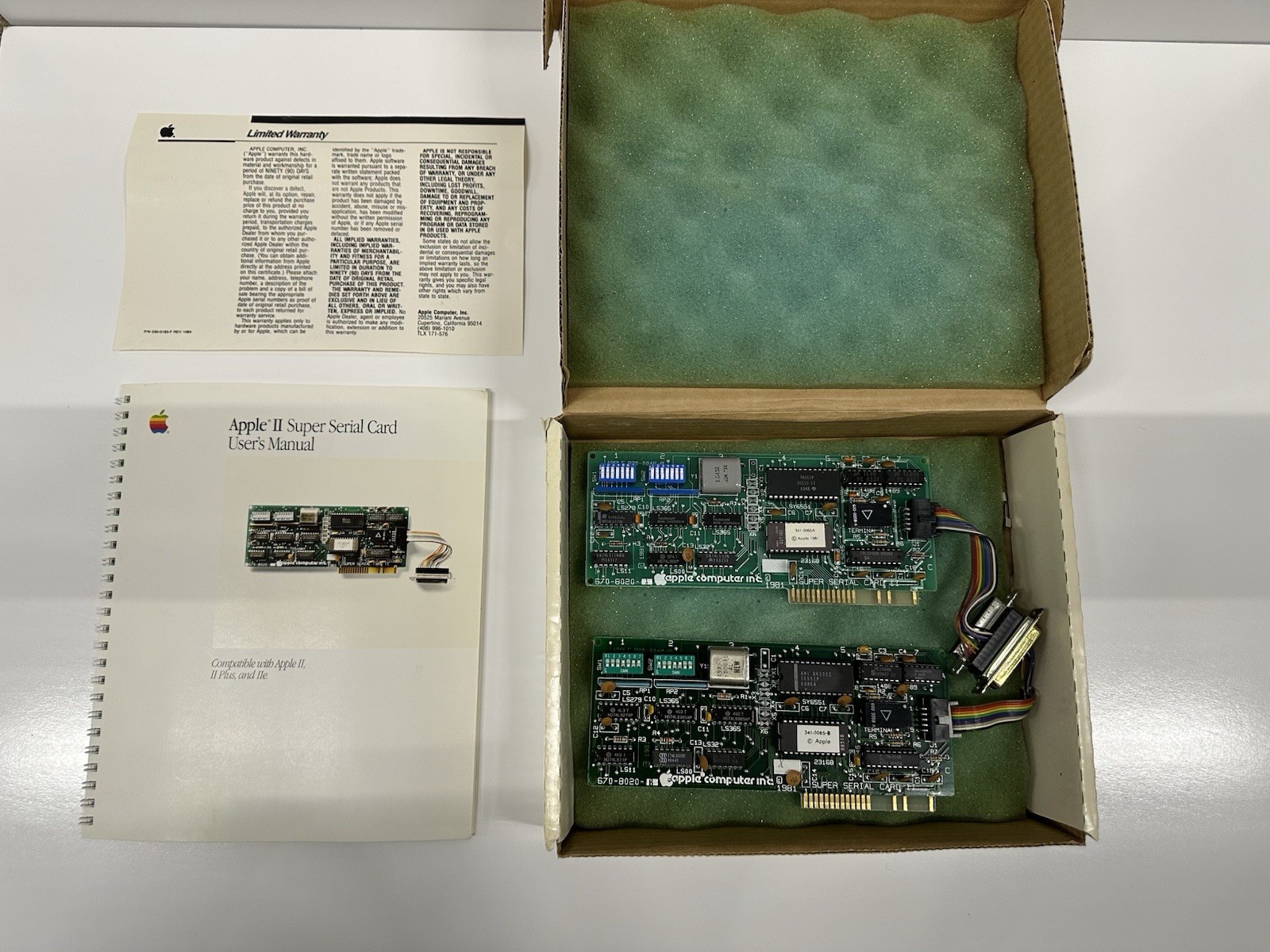 Apple II Super Serial Card Lot of 2 w/ Box Manual Cable - photo 2