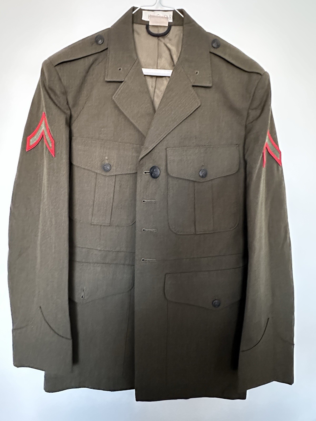 USMC Service Uniform Set Jacket Pants Shirt Cap Sz 43R