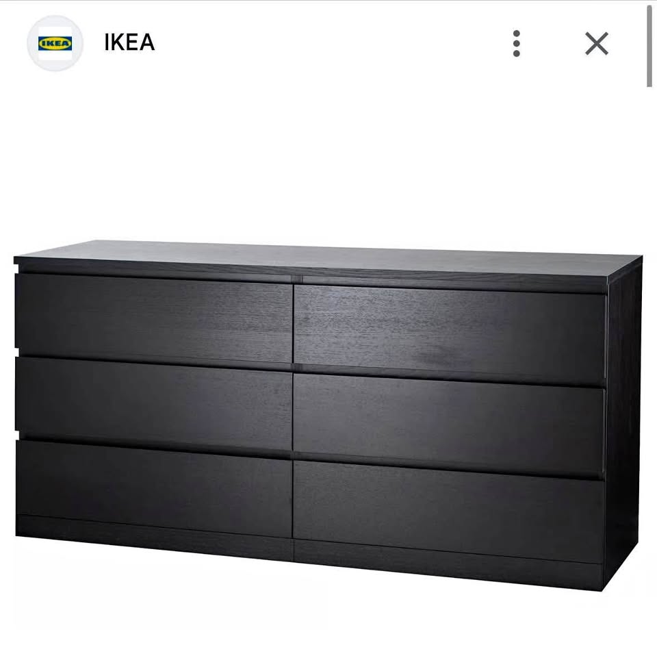 IKEA - MALM 6-drawer dresser, black-brown, 160x78 cm