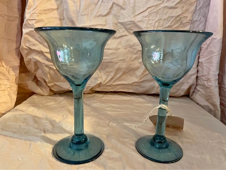 Hand blown glass goblets