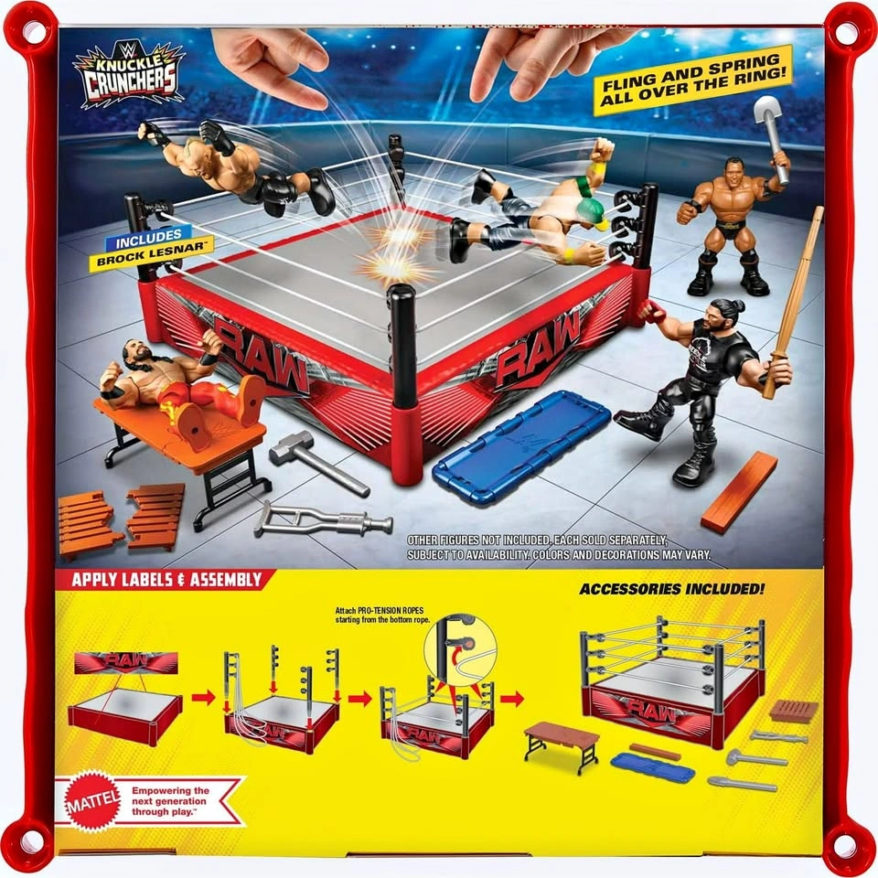 WWE Action Figure Playset Knuckle Crunchers Rebound Ring With Br