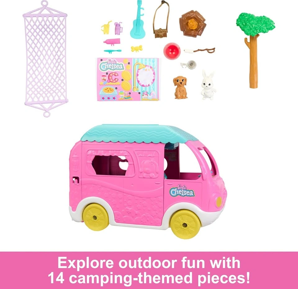 Barbie Camper Chelsea 2-in-1 Playset with Doll, Pets & Accessori - photo 4