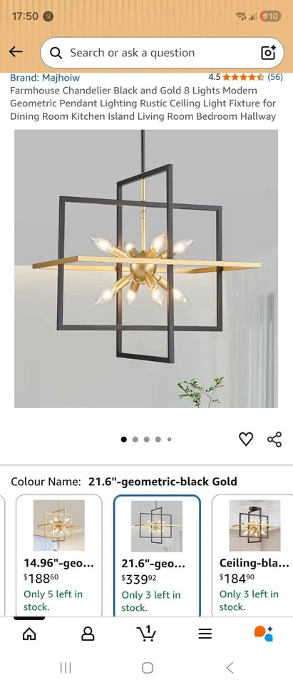 Modern Black & Gold Chandelier – 8 Light Geometric (NEW) - photo 2